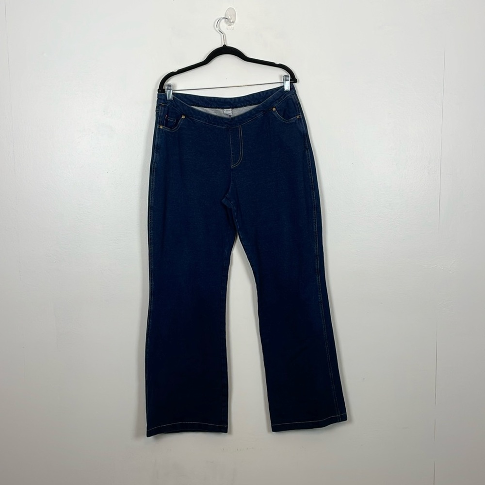 Pajama Jeans Womens L Drawstring Waist Wide Leg Relaxed Stretch Pull-On Pants